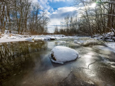 Furnace Run Flowing in the Winter