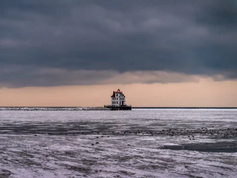 Lorain Lighthouse on a Cold Winter Day